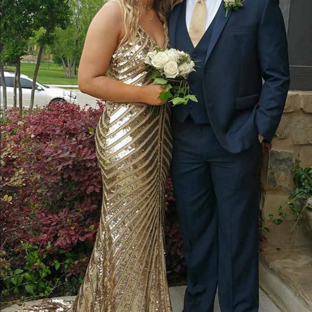 Gold prom dress.
